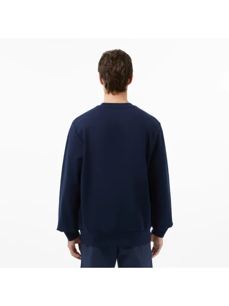 Lacoste Bluza Z Polaru Z Okrągłym Dekoltem granatowa