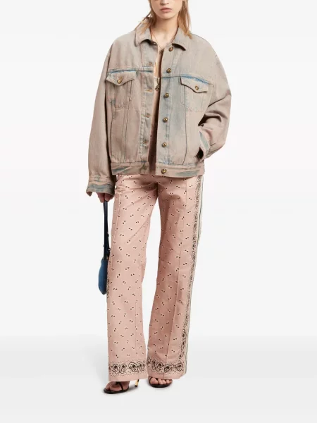 Široké kalhoty Palm Angels s potiskem s paisley potiskem růžové