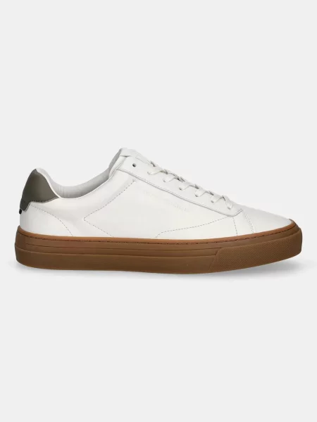 Tommy Hilfiger Usnjene superge PREMIUM DRESS CUPSOLE LTH bela