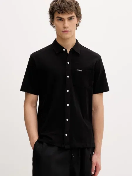 Guess Jeans košulja za muškarce od pamuka crna