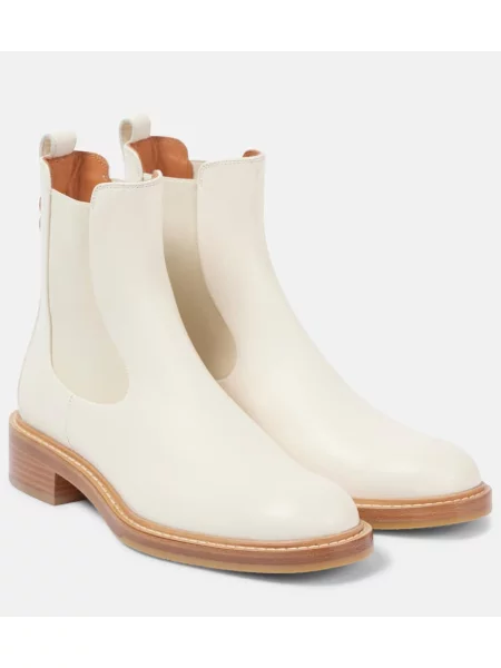 Botine chelsea Chloé din piele alb
