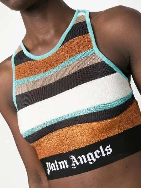 Πλεκτός τοπ Palm Angels καφέ