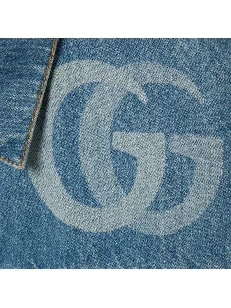 Kurtka jeansowa Gucci z nadrukiem niebieska