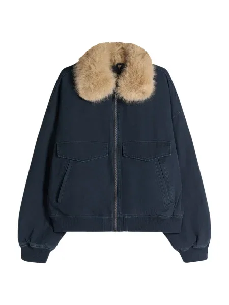 Bershka Geacă de primăvară-toamnă închis / bleumarin bej