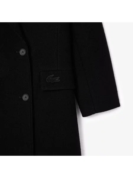 Lacoste Wełniany Płaszcz Regular Fit czarny