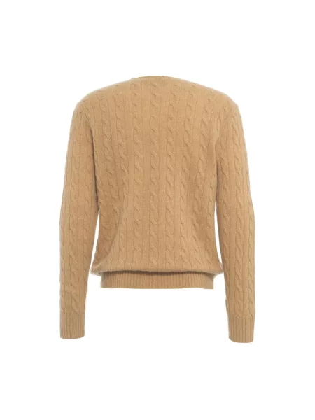 Sweter z dzianiny o kroju regular fit z mieszanki wełny i kaszmiru Ralph Lauren beżowy