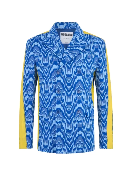 Sacou Moschino cu imagine cu două rânduri de nasturi albastru