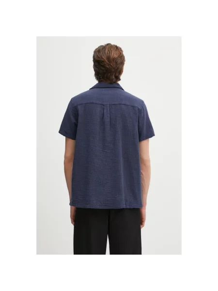 Barbour koszula Barbour Benson Textured Relaxed Fit S/S Shirt granatowy relaxed niebieska