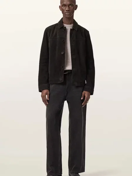 AllSaints geacă de piele NATES negru