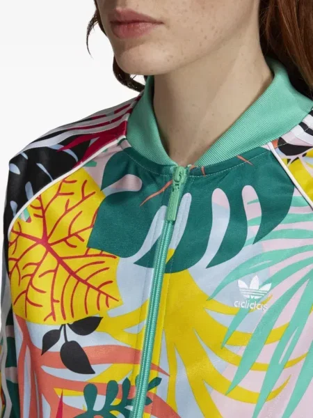 Legginsy Adidas do biegania z nadrukiem z dekoltem w serek czerwone