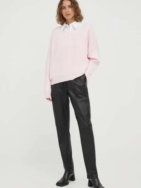 American Vintage sweter z domieszką wełny różowy