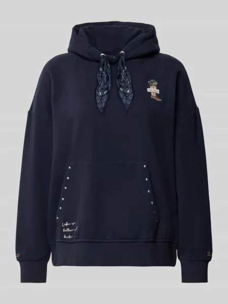 Bluza z kapturem oversize z mieszanki bawełny z detalami z nitów Smith And Soul granatowa