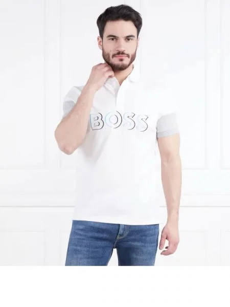 BOSS GREEN Tenisz póló Pavel fehér