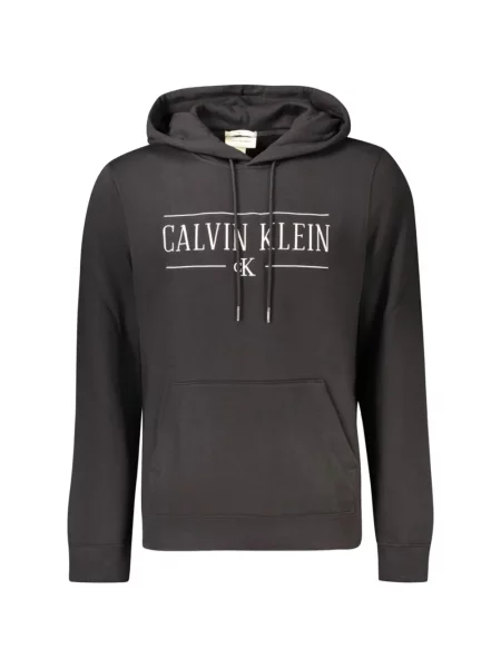 Hanorac cu glugă Calvin Klein cu imagine cu cordon negru