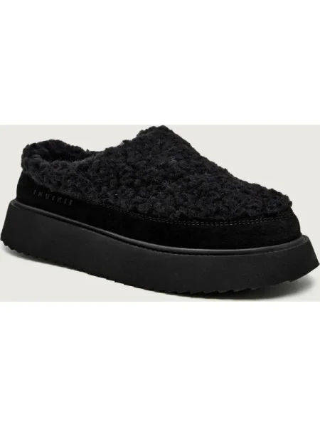 INUIKII Bocanci CURLY MICRO | shearling cu adaos de piele negru