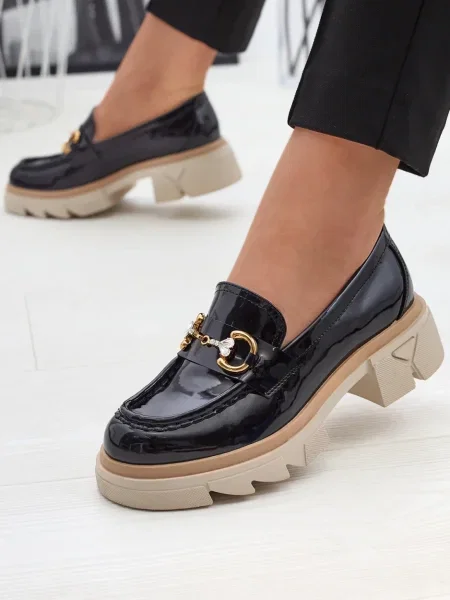 Mocasini Resti de lac de cristal negru