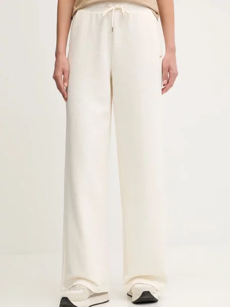 Spodnie dresowe z szeroką nogawką i fakturowanym wzorem model ‘PEONY’ Guess białe