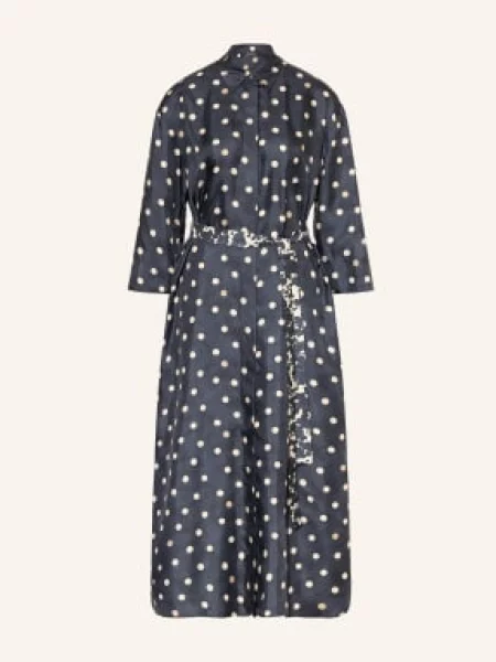 S Max Mara Sukienka Koszulowa Leva Z Jedwabiu Z Rękawami blau granatowa
