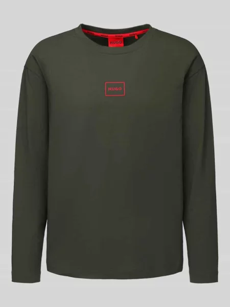 Bluzka z długim rękawem o kroju regular fit z mieszanka bawełny Model Laze Longsleeve' Hugo oliwkowa