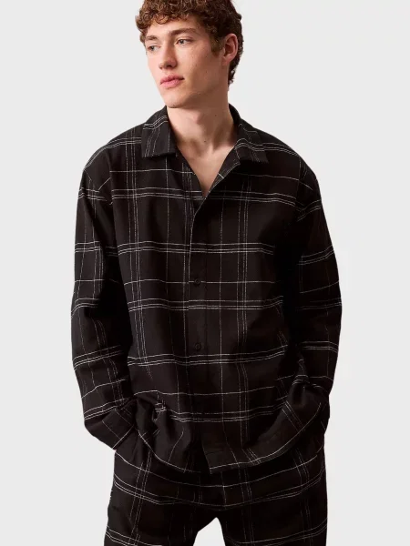 Картата сорочка Calvin Klein чорна