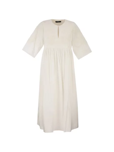 Sukienka maxi Weekend Max Mara z okrągłym dekoltem biała