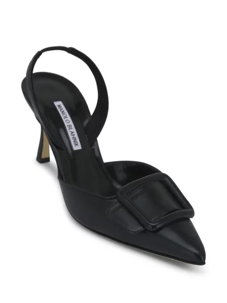 Pantofi cu toc Manolo Blahnik din piele slingback negru