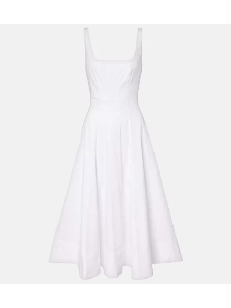 Midi obleka Staud poplin bela