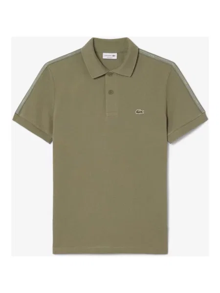 Koszulka polo Lacoste Regular Fit Logo Stripe krótki rękaw khaki S zielony