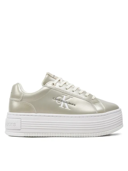 Маратонки Calvin Klein Jeans BOLD PLATF LOW LACE LTH ML MTL бежово
