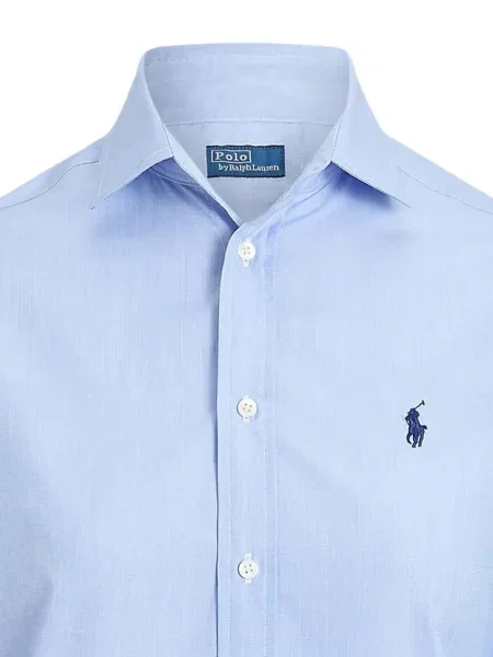 Gulerat cămașă Polo Ralph Lauren cu broderie din poplin gri