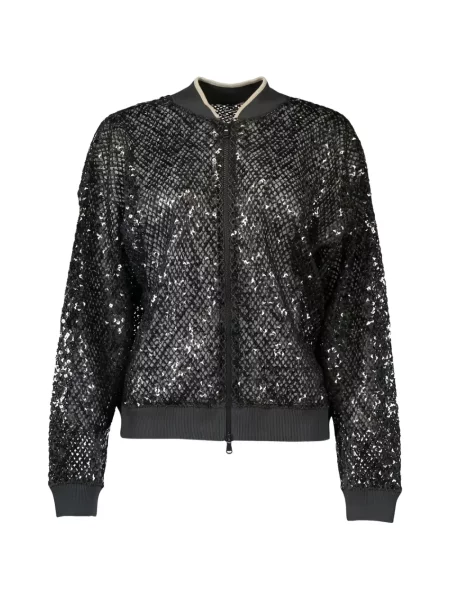 Cardigan Brunello Cucinelli cu paiete plasă negru