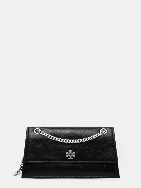 Usnjena torbica Tory Burch Kira Turnlock črna