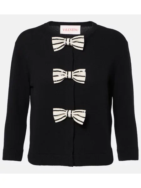 Kardigan Valentino z kokardką wełniany czarny