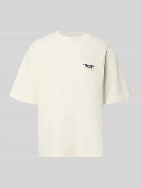 T-shirt z okrągłym dekoltem i nadrukiem z logo Review biała
