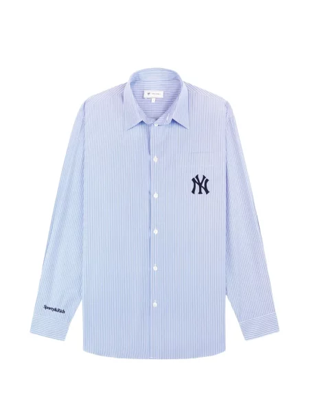 Cămașă Sporty & Rich cu broderie cu dungi albastru