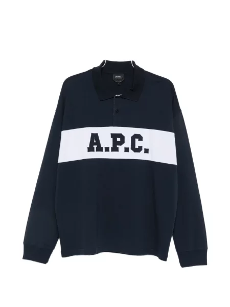 Lung tricou polo A.p.c. cu imagine albastru
