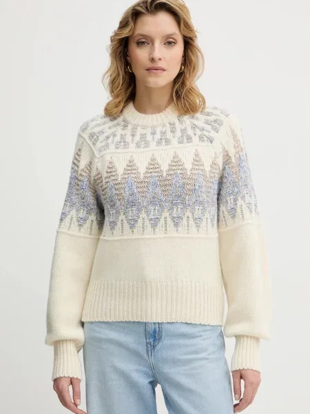 BOSS Orange pulover din amestec de lână bej