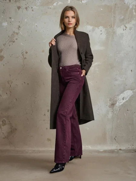 Джинси wide leg бордовий