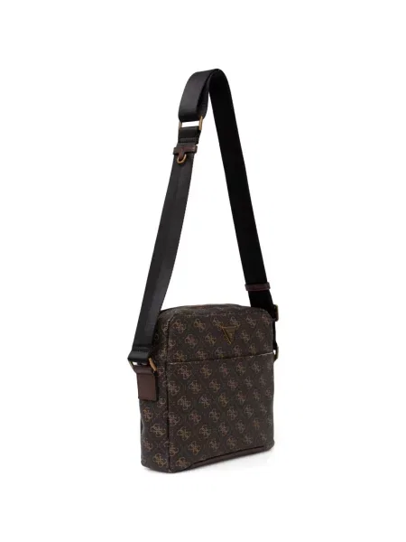 Geantă crossbody Guess cu autograf maro