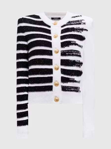 Кардиган в смужку Balmain білий