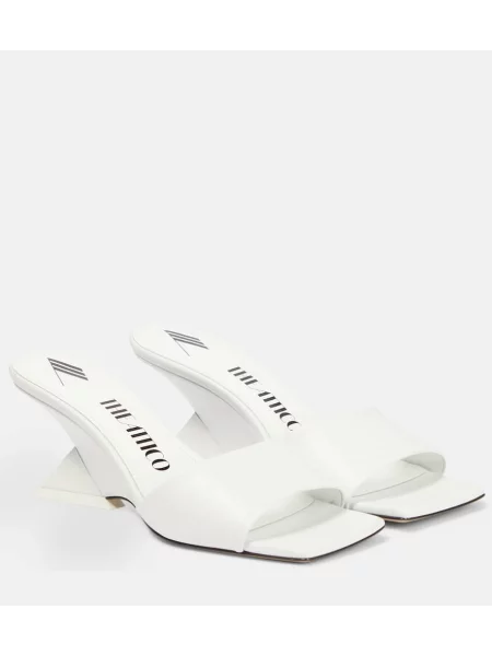 Papuci tip mules The Attico din piele alb