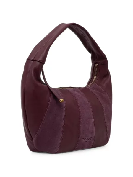 Geantă Twinset din piele de căprioară violet