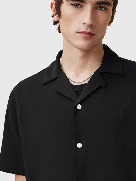 Сорочка AllSaints HUDSON relaxed чорний