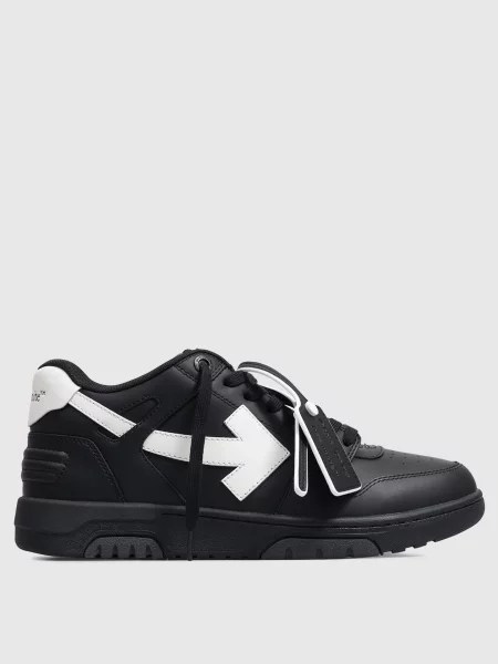 Кожаные кроссовки Off-white в деловом стиле черные