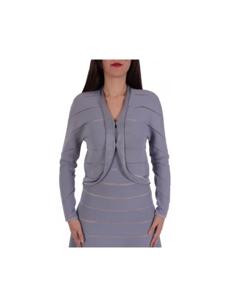 Dzianinowy sweter Emporio Armani w paski fioletowy