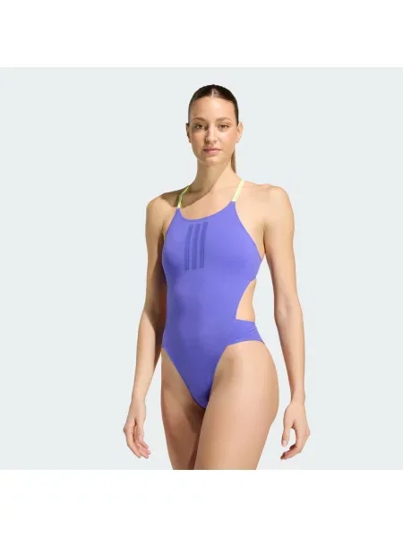 Strój kąpielowy Adidas w paski wiązany fioletowy