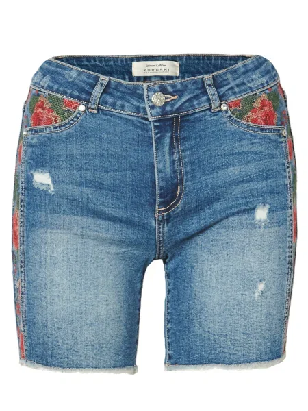 KOROSHI Kavbojke moder denim / zelena rdeča