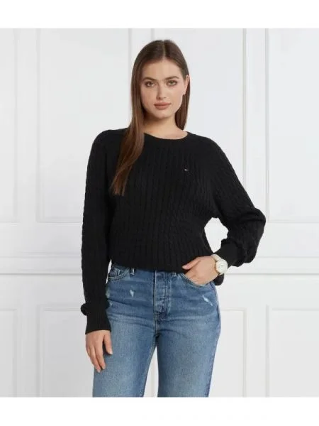 Tommy Hilfiger Pulover CO MINI CABLE negru