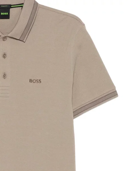 Polo Boss cu dungi scurt maro