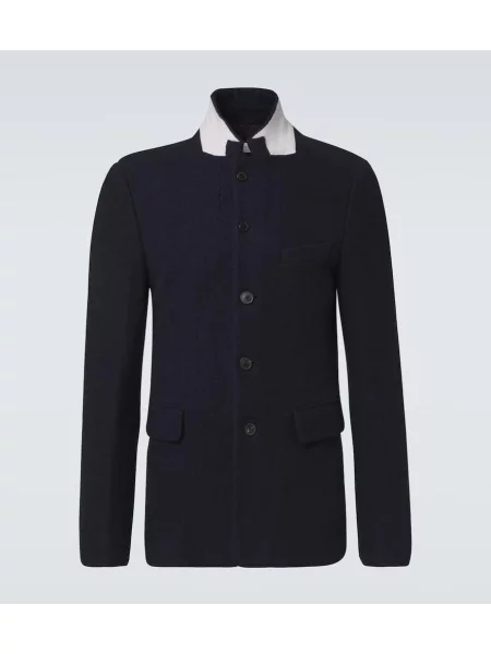 Sacou Dries Van Noten de lână albastru